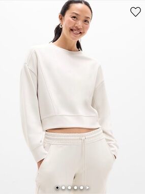 Athleta Seasoft Ribbed crewneck sweatshirt in bone size L